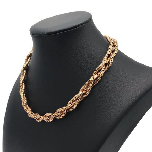 BiGNEY Vintage Signed 10KT GF (Rose-Gold) Braided Mesh Necklace Collar Pat Pend - Picture 4 of 6